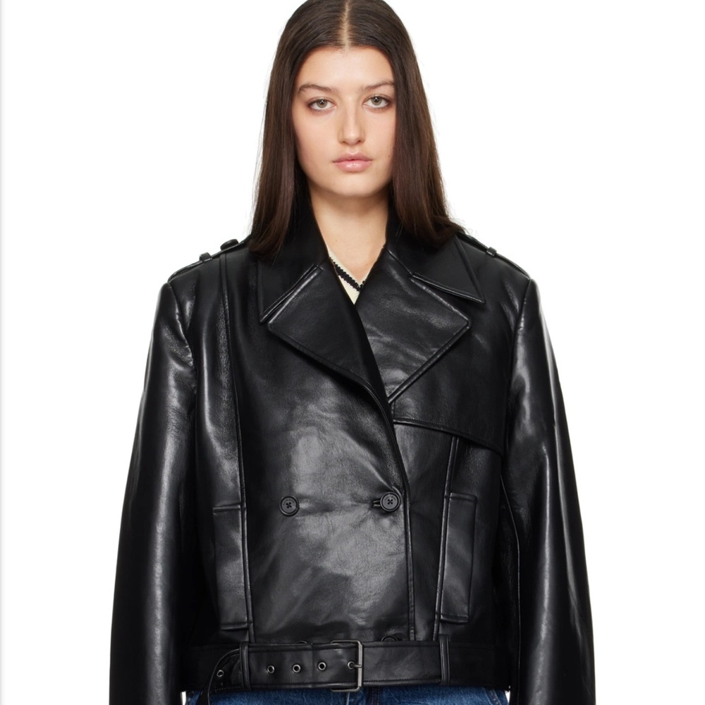 Anine Bing Black Leather Double-Breasted Jacket - Picture 4 of 7